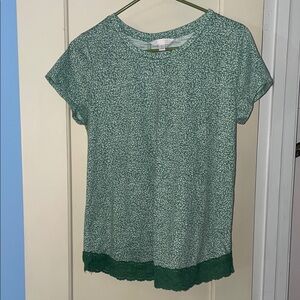 LC Lauren Conrad Green Speckled Short Sleeve Top